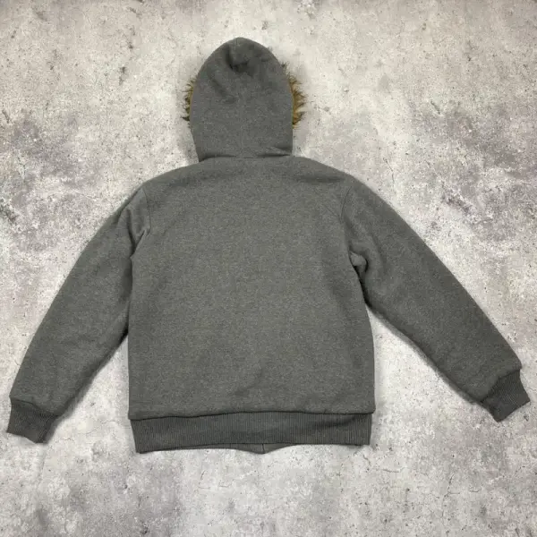 Grey Faux Fur Zip-Up Hoodie