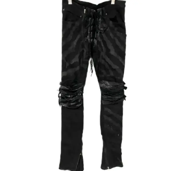 Black Zebra Print Lace-Up Skinny Flare Denim, Style 9