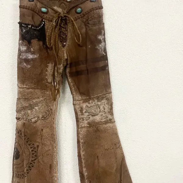 Cow Print Lace-Up Pants