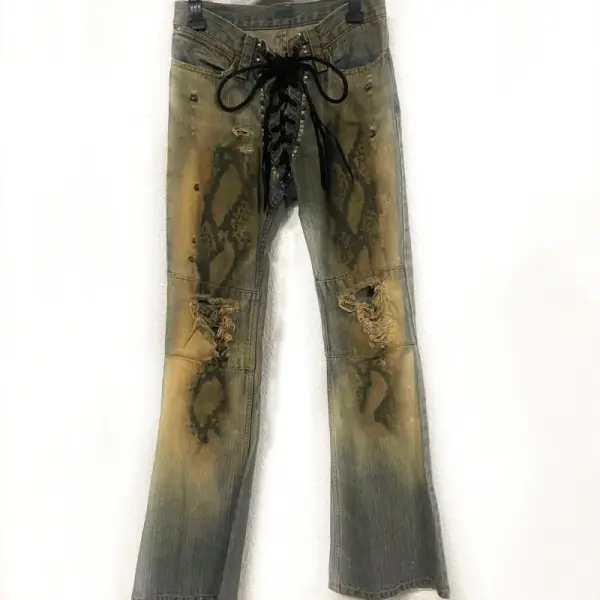 Deluxe Lace-Up Flare Denim