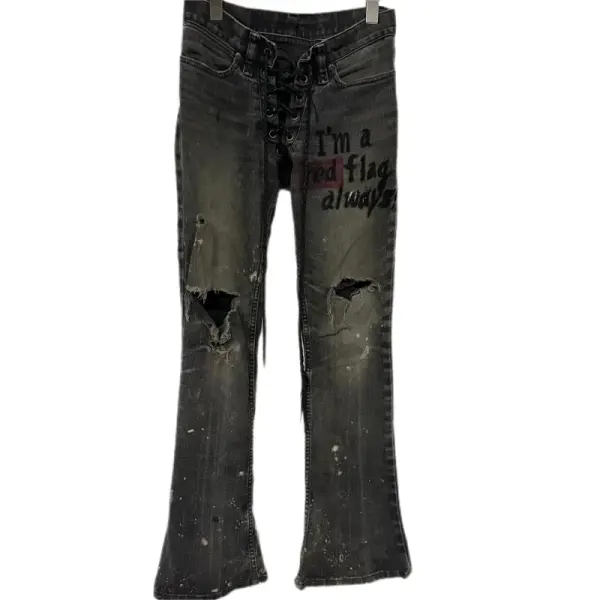 Deluxe Lace-Up Flare Denim