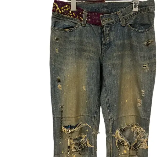 MUD MAX Distressed Flare Denim (S)