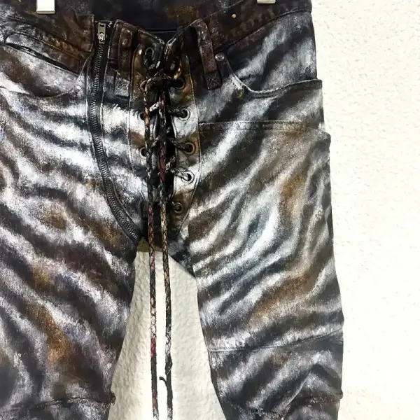 Zebra Art Lace-Up Skinny Flare Denim, Style 9