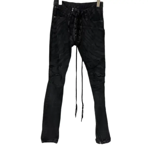 Zebra Print Lace-Up Skinny Flare Denim, Style 9