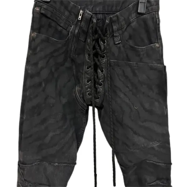 Zebra Print Lace-Up Skinny Flare Denim, Style 9